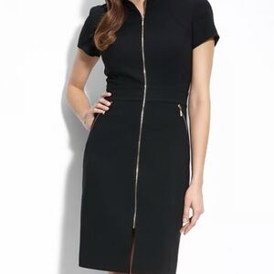 St. John Collection Zip Front Marocain Crepe Dress Womens Size 6